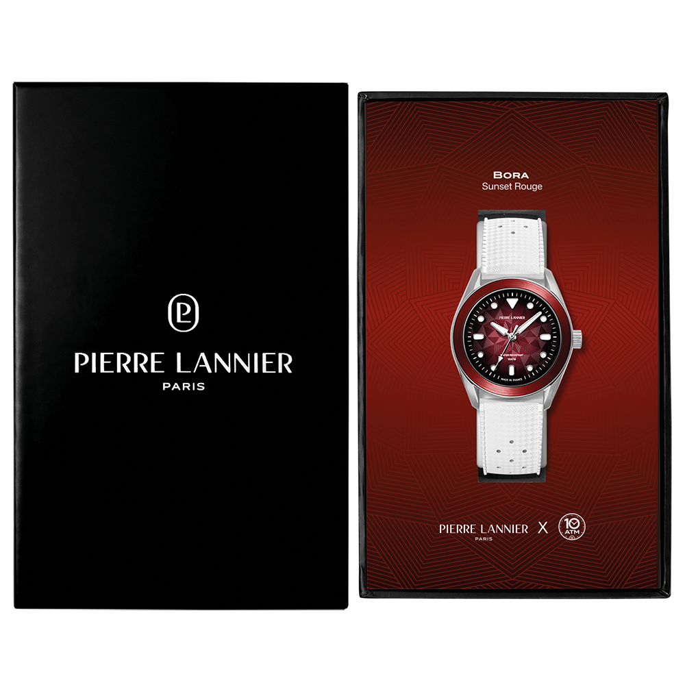 Montre mixte Pierre Lannier BORA 207K151 – cadran bordeaux bracelet caoutchouc blanc – vue 3