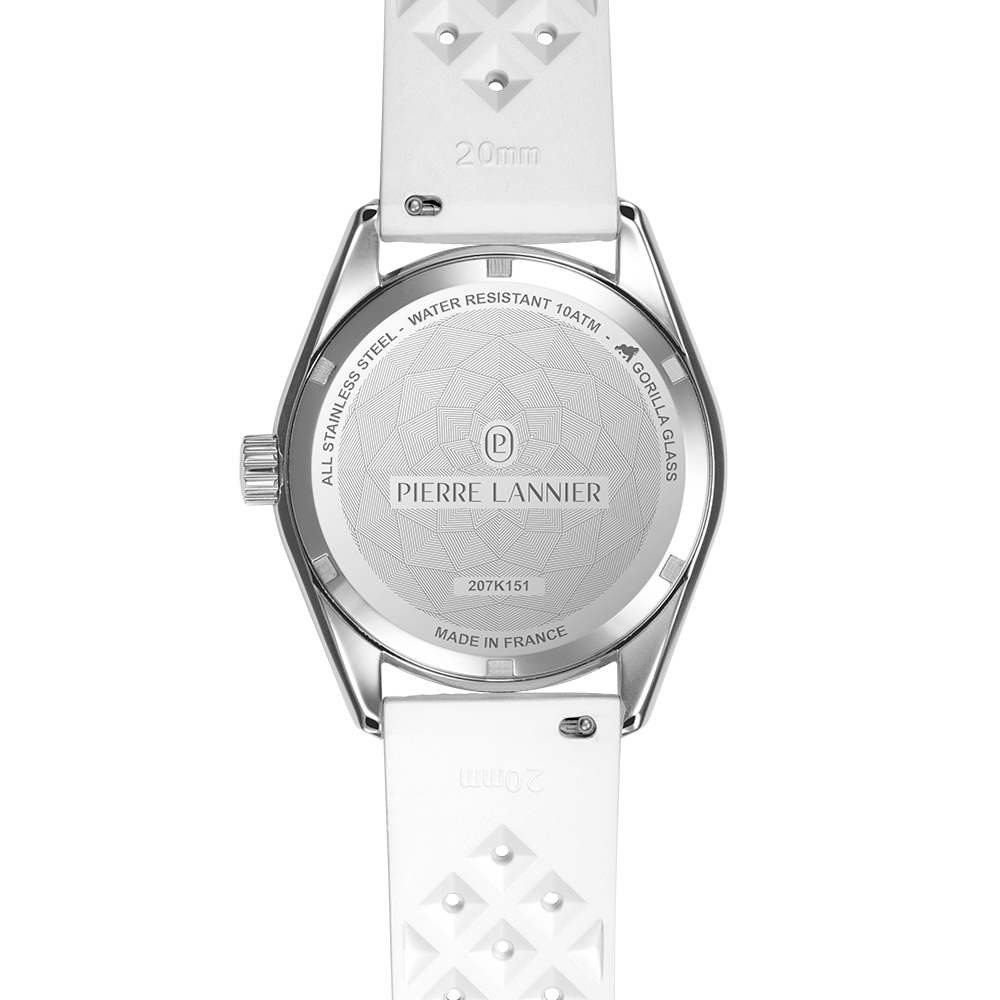 Montre mixte Pierre Lannier BORA 207K151 – cadran bordeaux bracelet caoutchouc blanc – vue 7