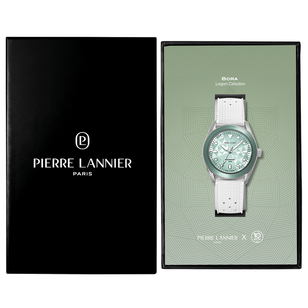 Montre mixte Pierre Lannier BORA 207K171 – cadran vert bracelet caoutchouc blanc – vue 3
