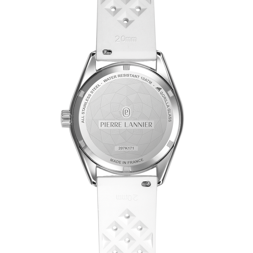 Montre mixte Pierre Lannier BORA 207K171 – cadran vert bracelet caoutchouc blanc – vue 7