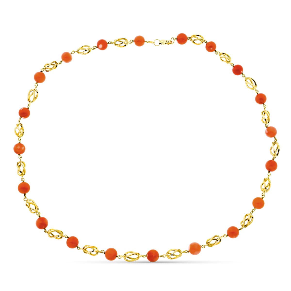 18K Collier Or Jaune Corail Japonais 8 mm 50 Cm