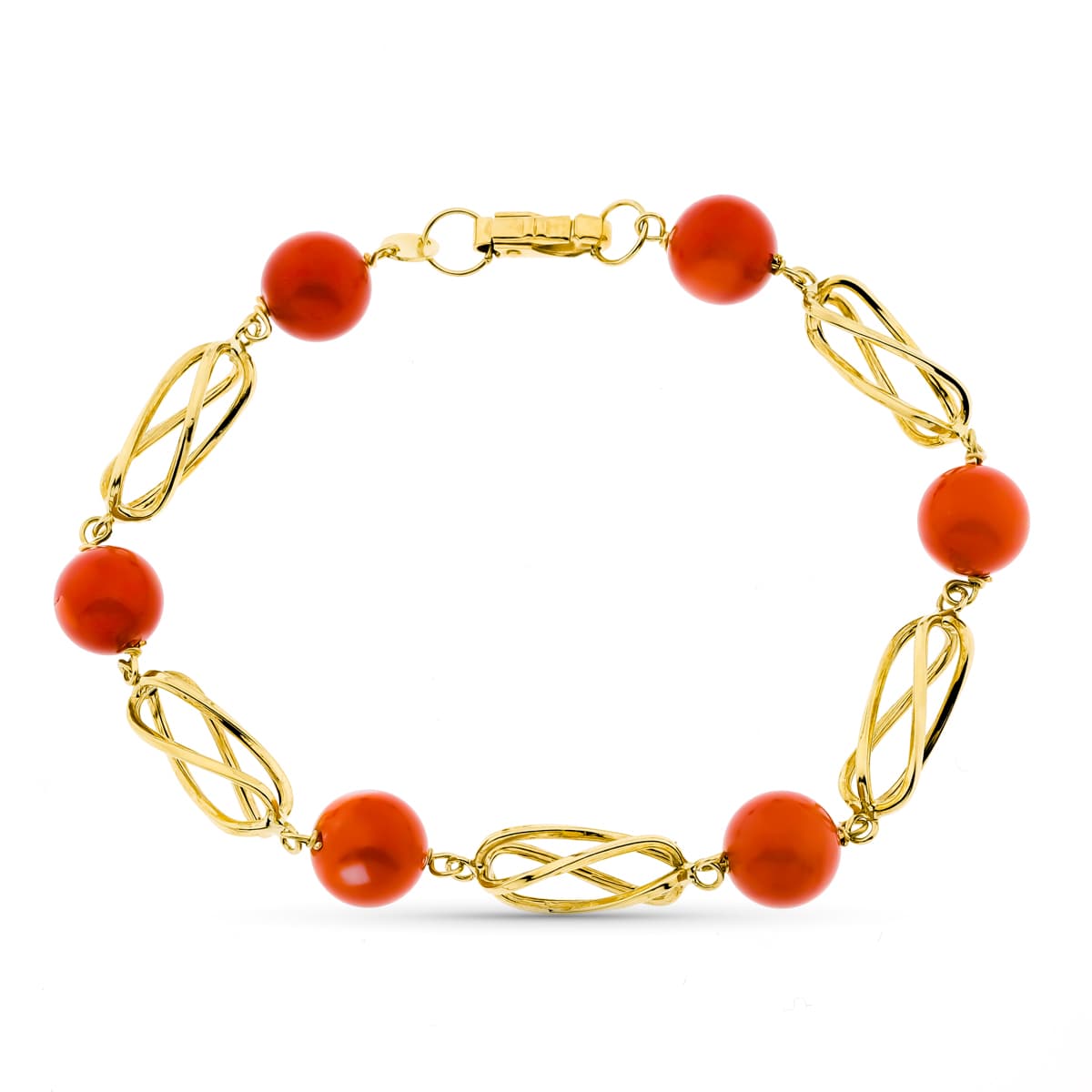 18K Bracelet Or Jaune Corail 8 mm 20.5 Cm
