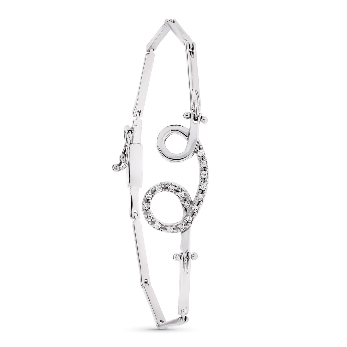 Pulseira com nó em ouro branco 18K e zircônias