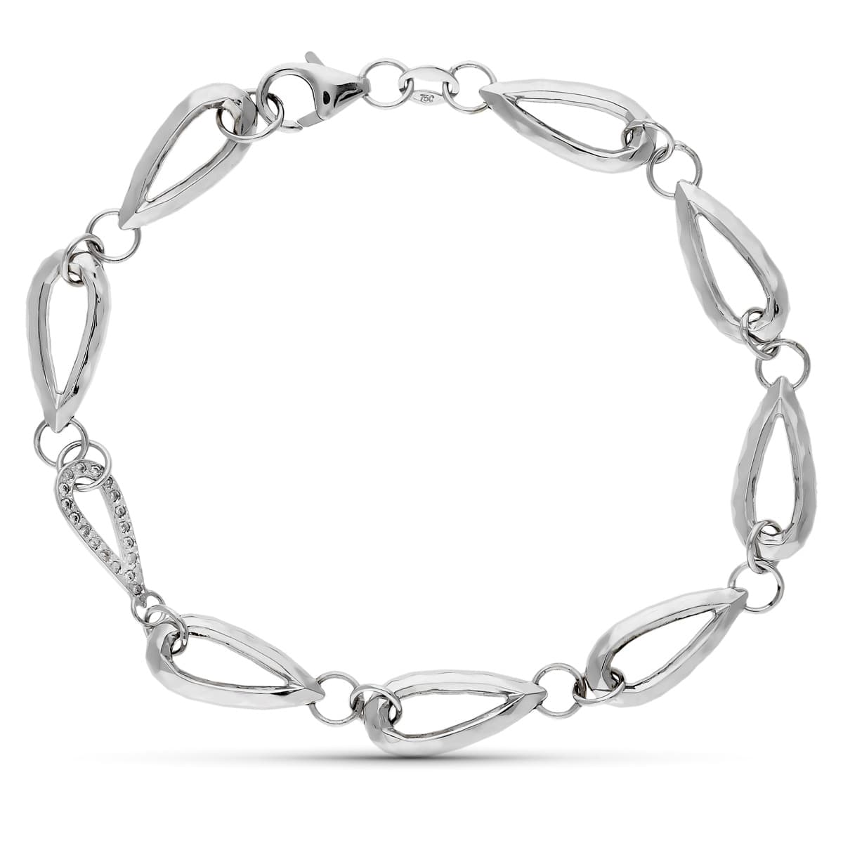 Bransoletka z 18-karatowego białego złota Cyrkonie 19,5 cm