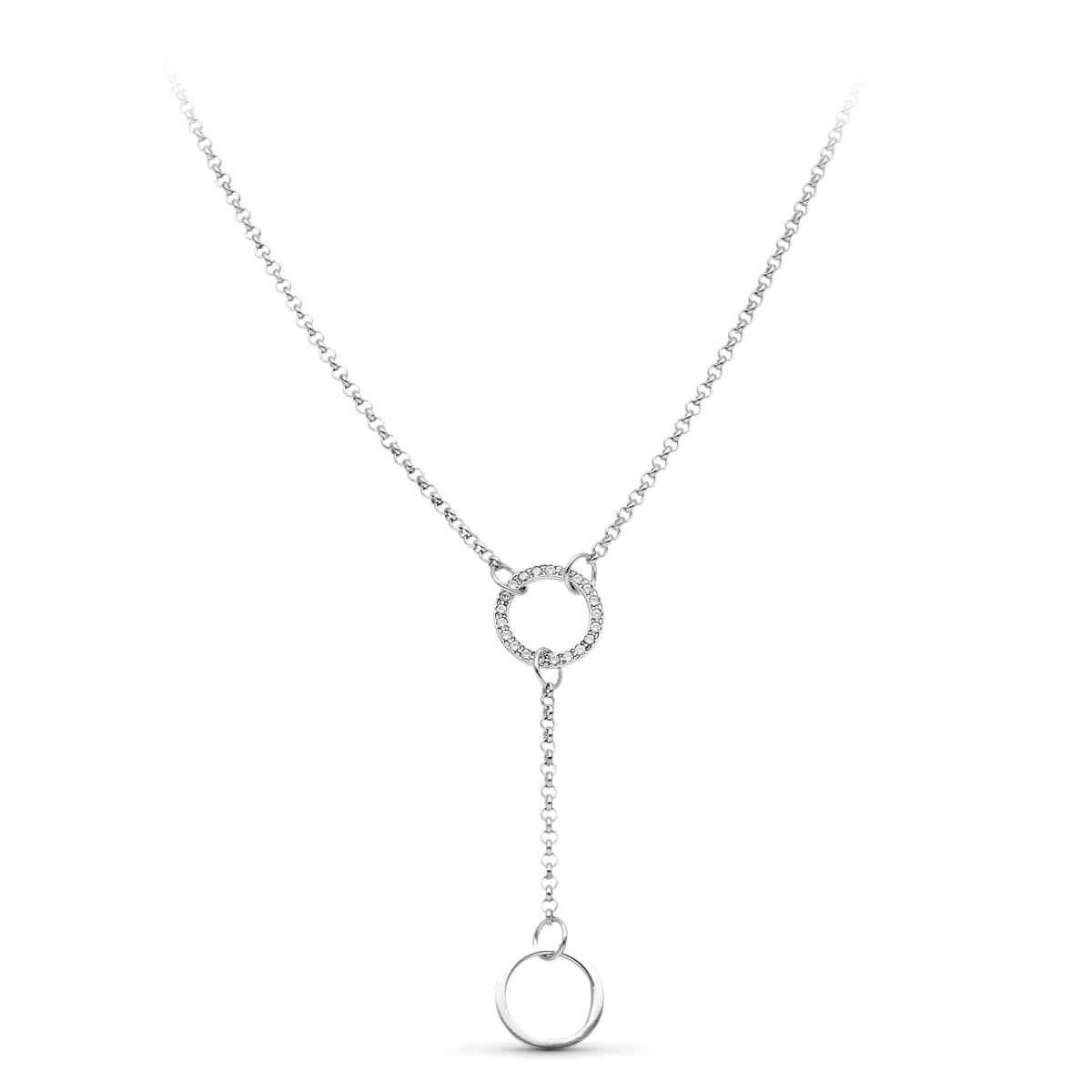 Colar com círculos e zircônias em ouro branco 18K