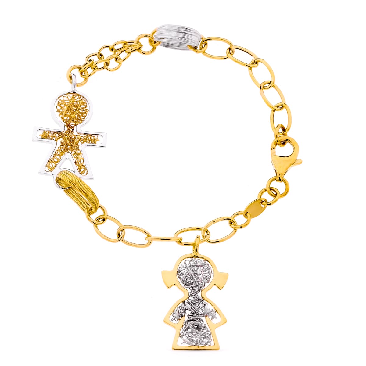 Pulseira em ouro bicolor 18K para menino e menina