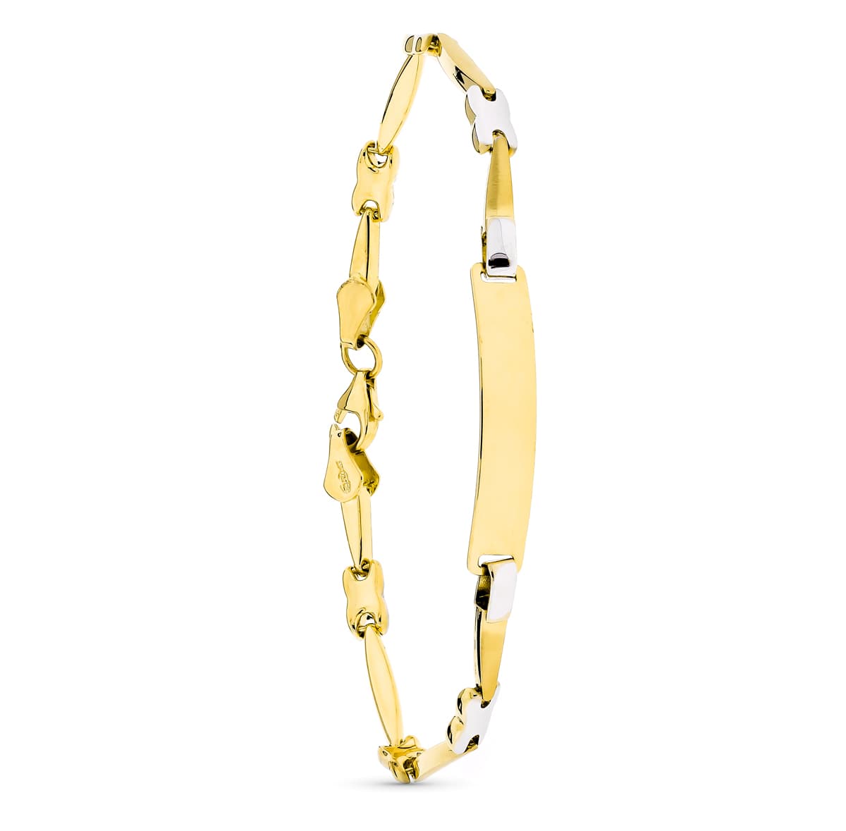 18K Gourmette en Or Bicolore Mate et Brillant 18 Cm