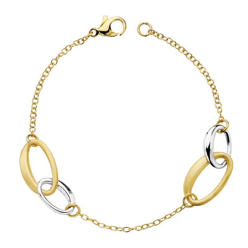Pulsera Oro Hueco Bicolor 18K 19 Cm