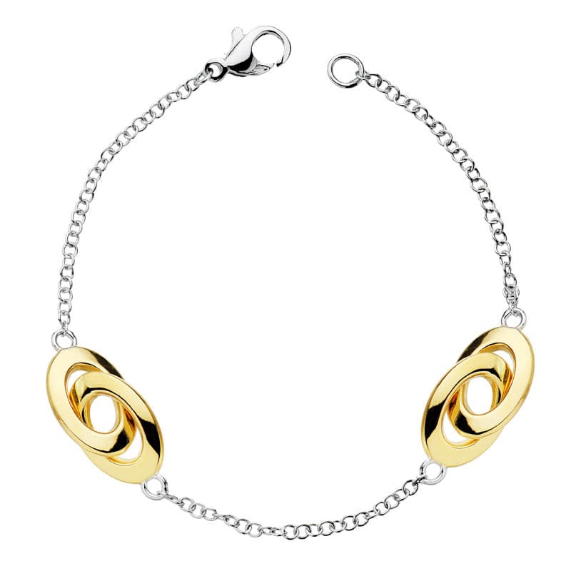 Pulseira oca em ouro bicolor 18K 19 cm