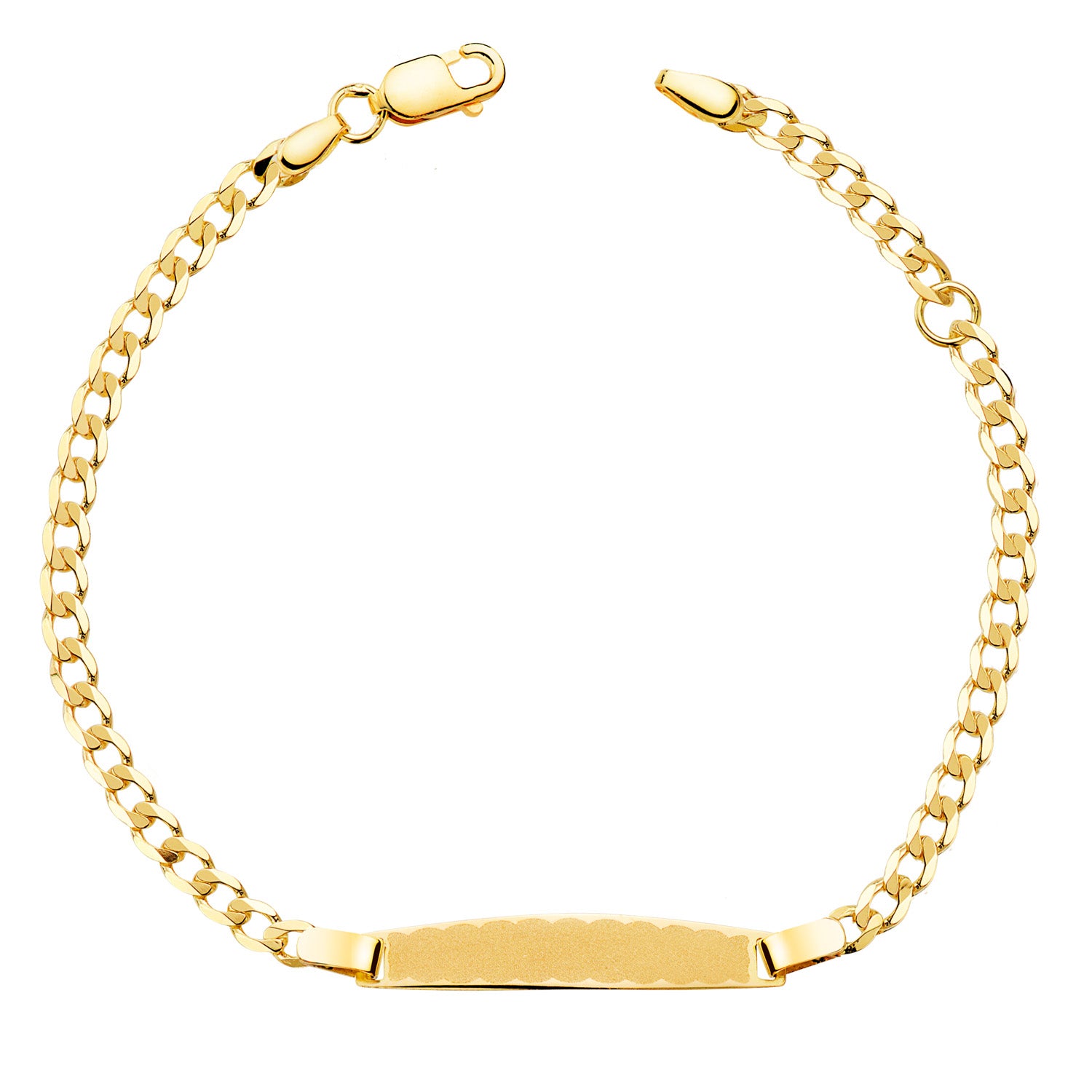 Skägg Solid Curb 18K Guld Guldplatta 2,5MM: 25X4MM Längd 14,5 2 Cm