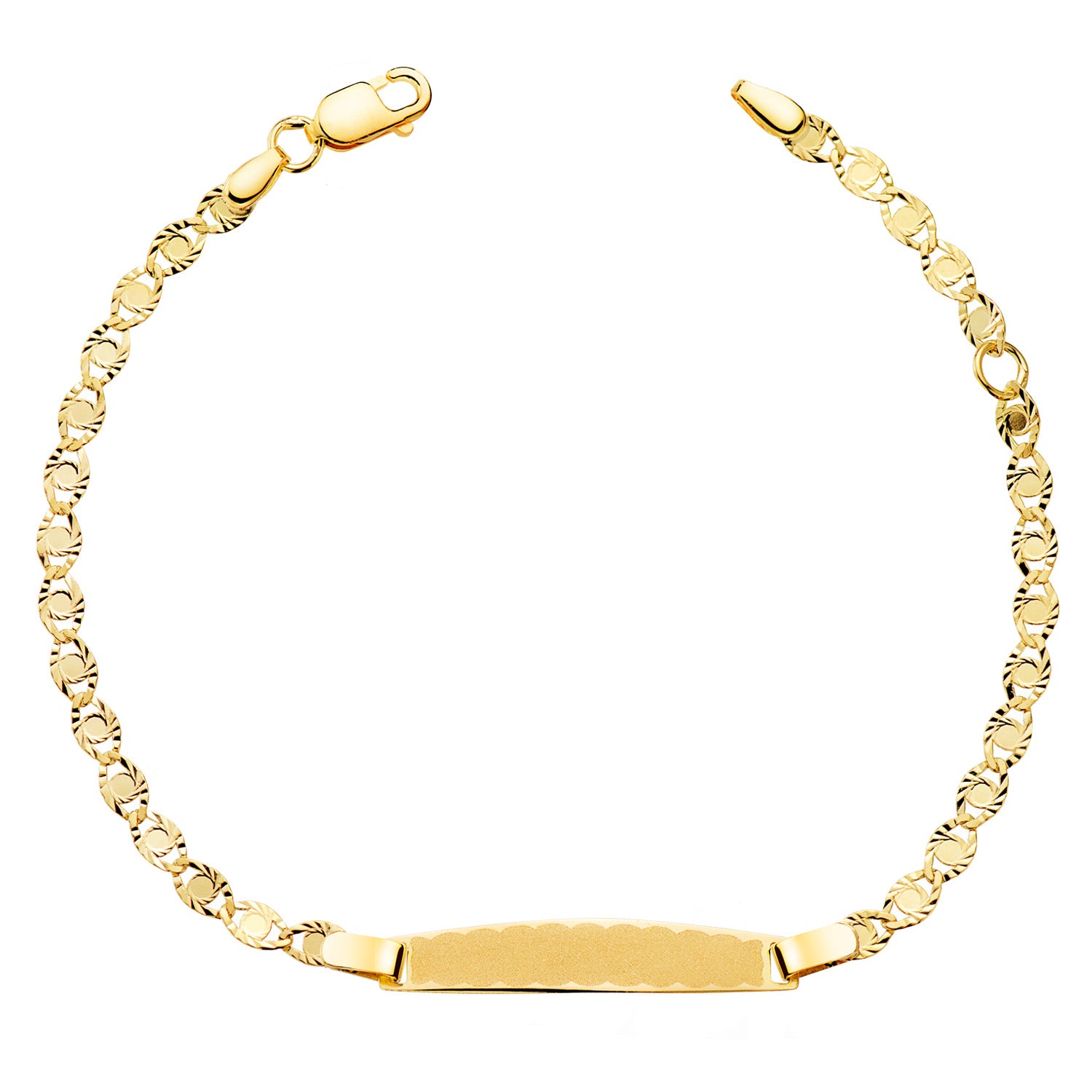 Gourmette en Or Jaune Diamantéesolide 18K Plaque 2,8MM : 25X4MM Longueur 14,5 2 Cm