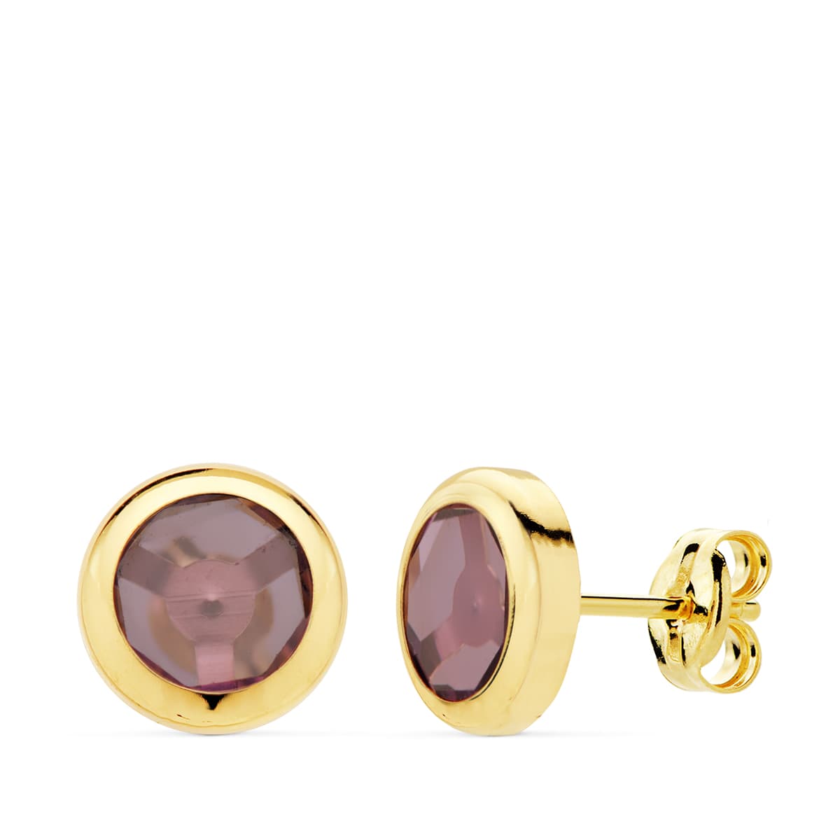 Boucles d'oreilles Chaton en Pierre Amethyste Or Jaune 18K 85 mm Fermoir Poussettes Papillon