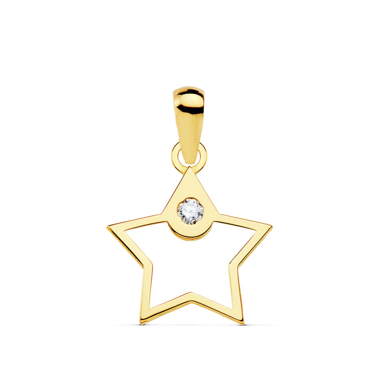 Pendentif Or Jaune 18K Étoile Zircone 12X12 mm