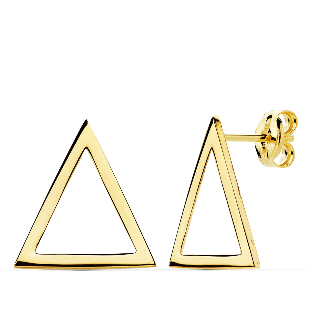Boucles d'oreilles Triangle Lisse Or Jaune 18K 14X13 mm Fermoir Poussettes Papillon