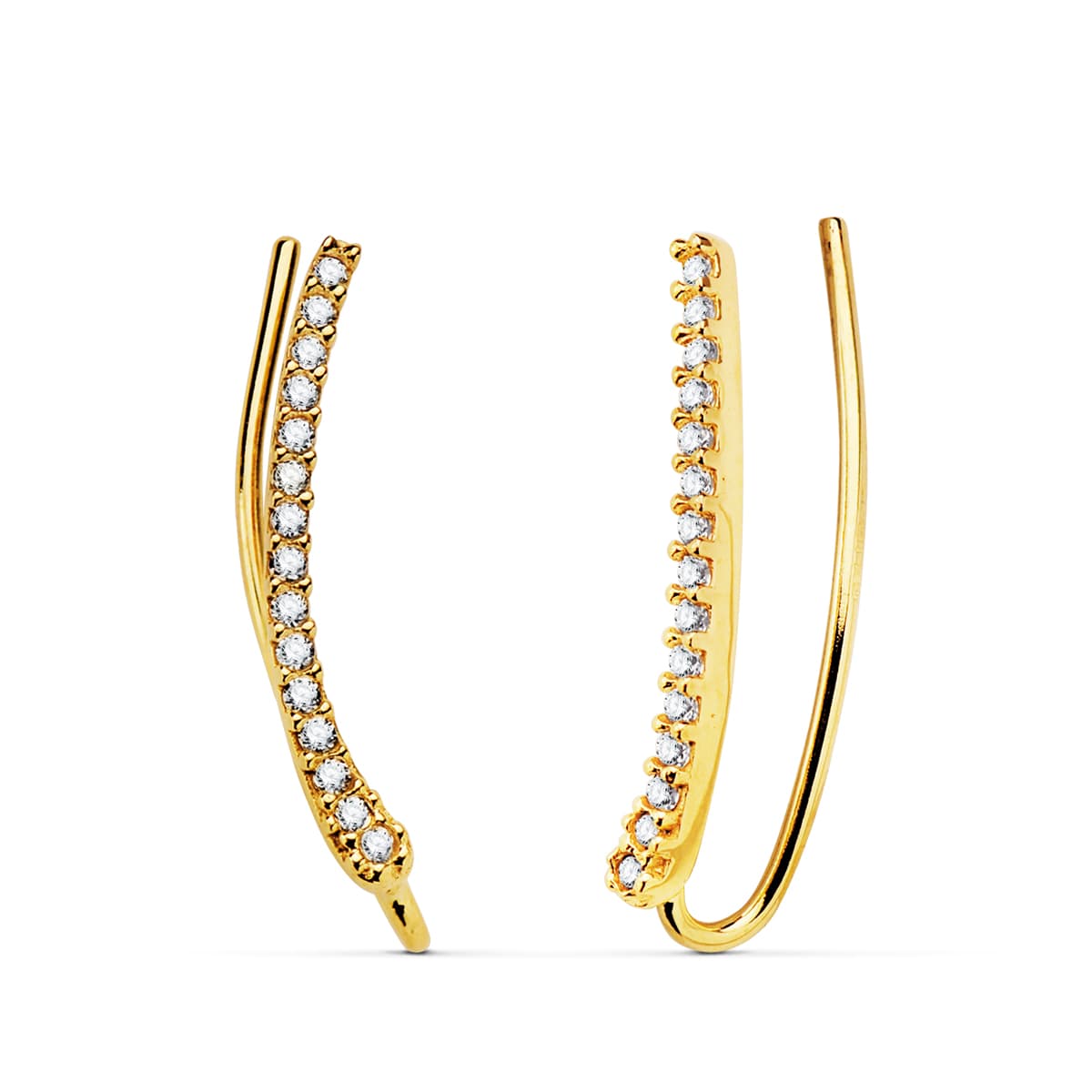 Orecchini in Oro Giallo 18K e Zirconi 17 X 1 mm