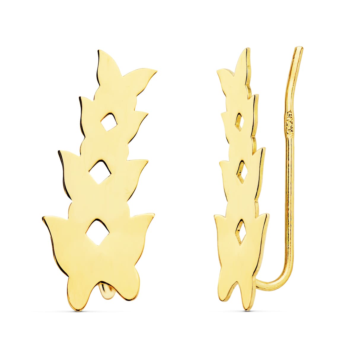 Boucles d'oreilles Or Jaune 18K Grimpeurs 20X9 mm Papillons