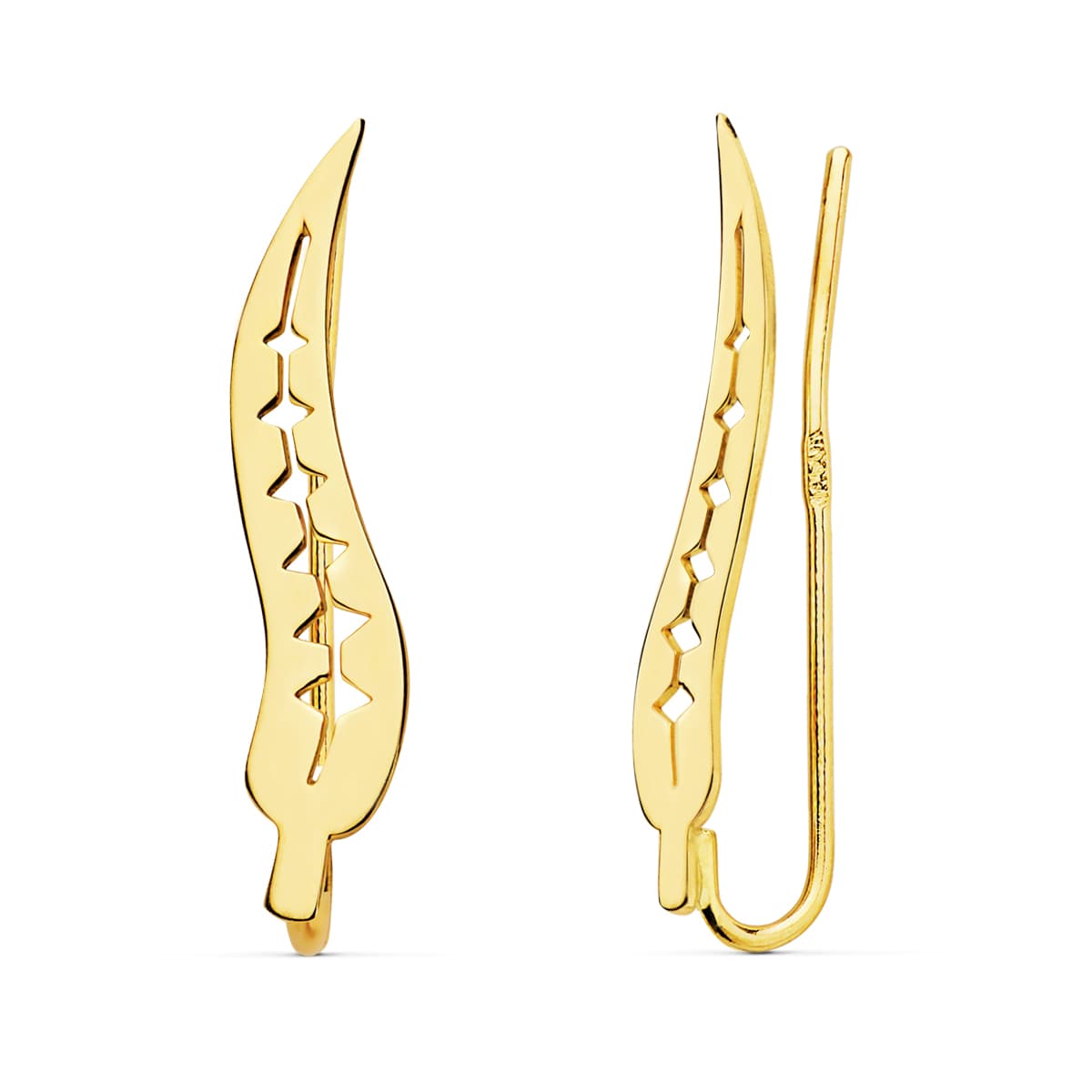 18K gule bladguld øreringe 22X4MM