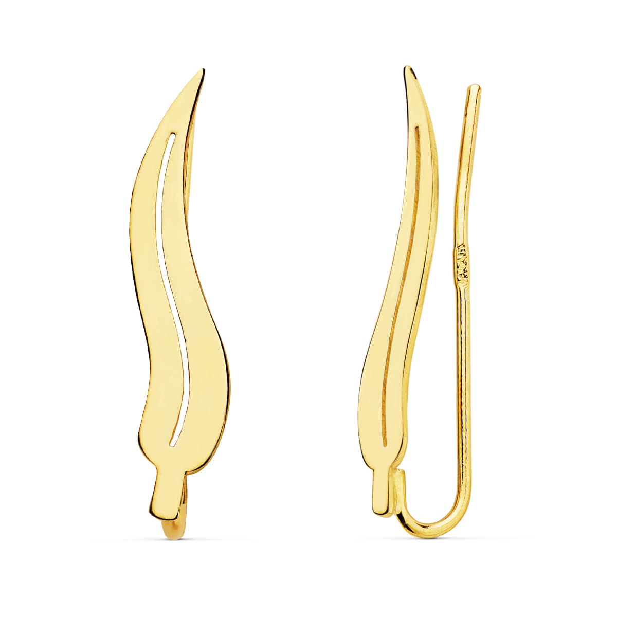 Klatreblade Øreringe 18K Gul Guld 21X5 mm