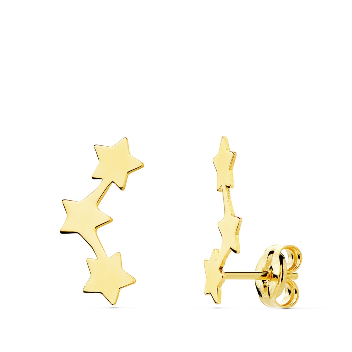 18K gul guld stjerne øreringe 13X4MM