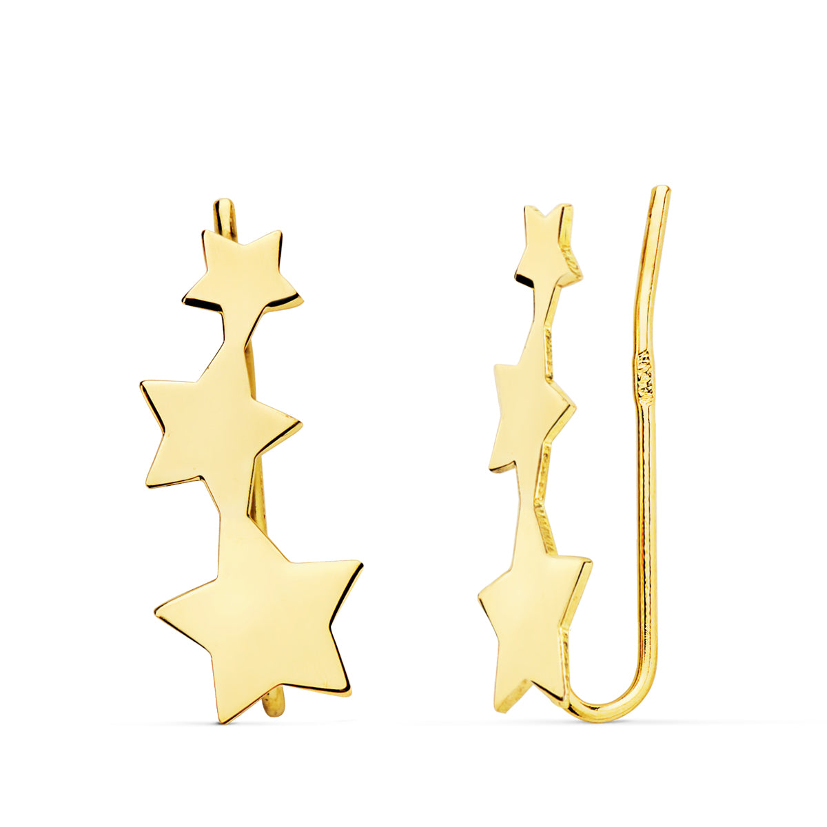 Boucles d'oreilles Escalade Étoile Or Jaune 18K 16X7 mm