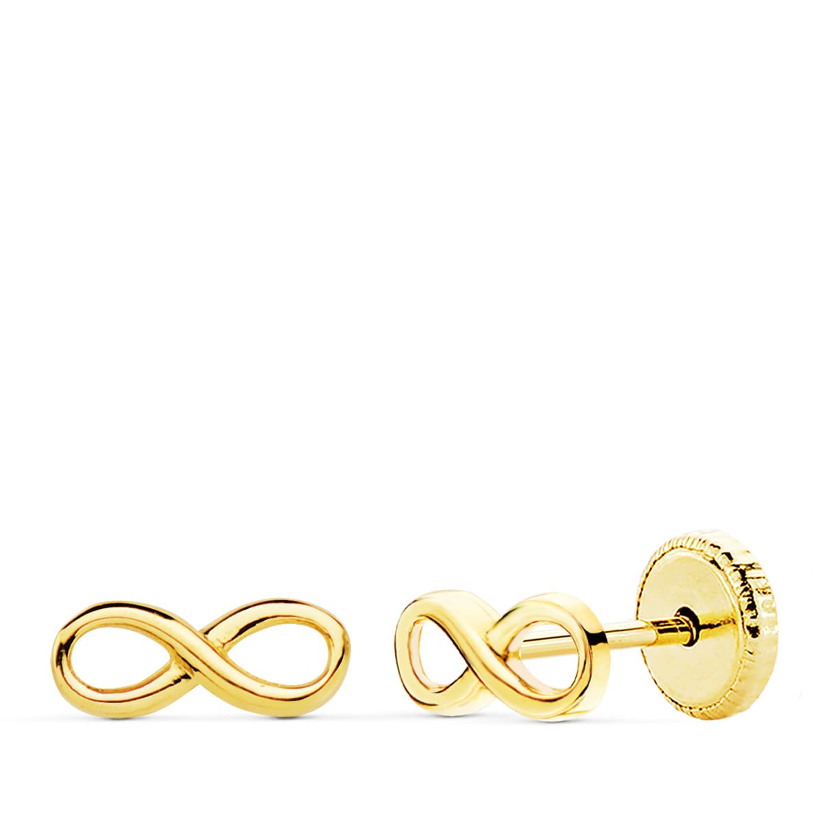 18K gull Infinity øredobber 7X3 mm Flat