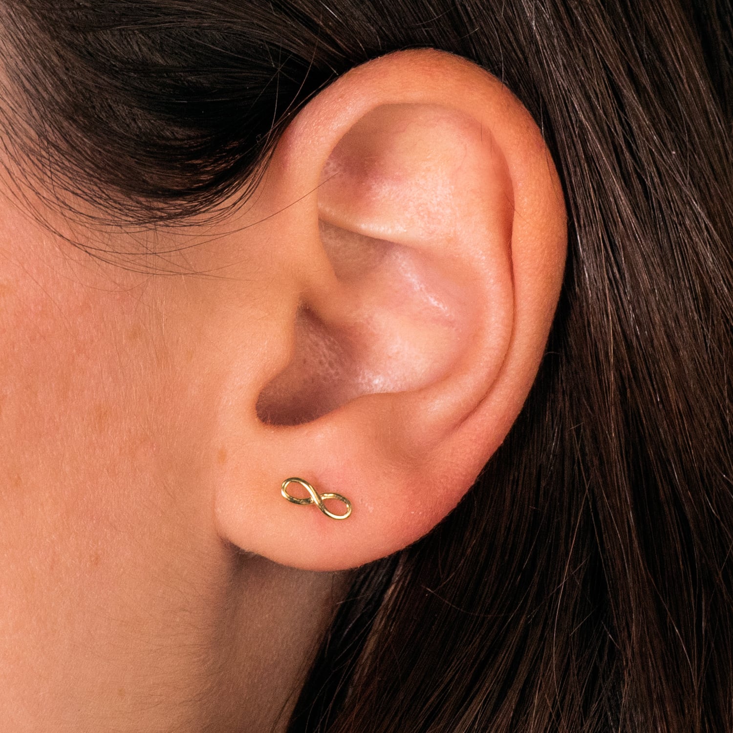18K gull Infinity øredobber 7X3 mm Flat