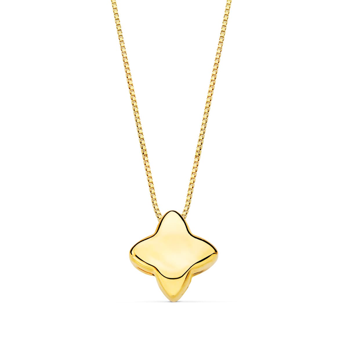 18K Collier Or Jaune Etoile 6.5 X 6.5 mm Chaine Venitienne 42 3 mm