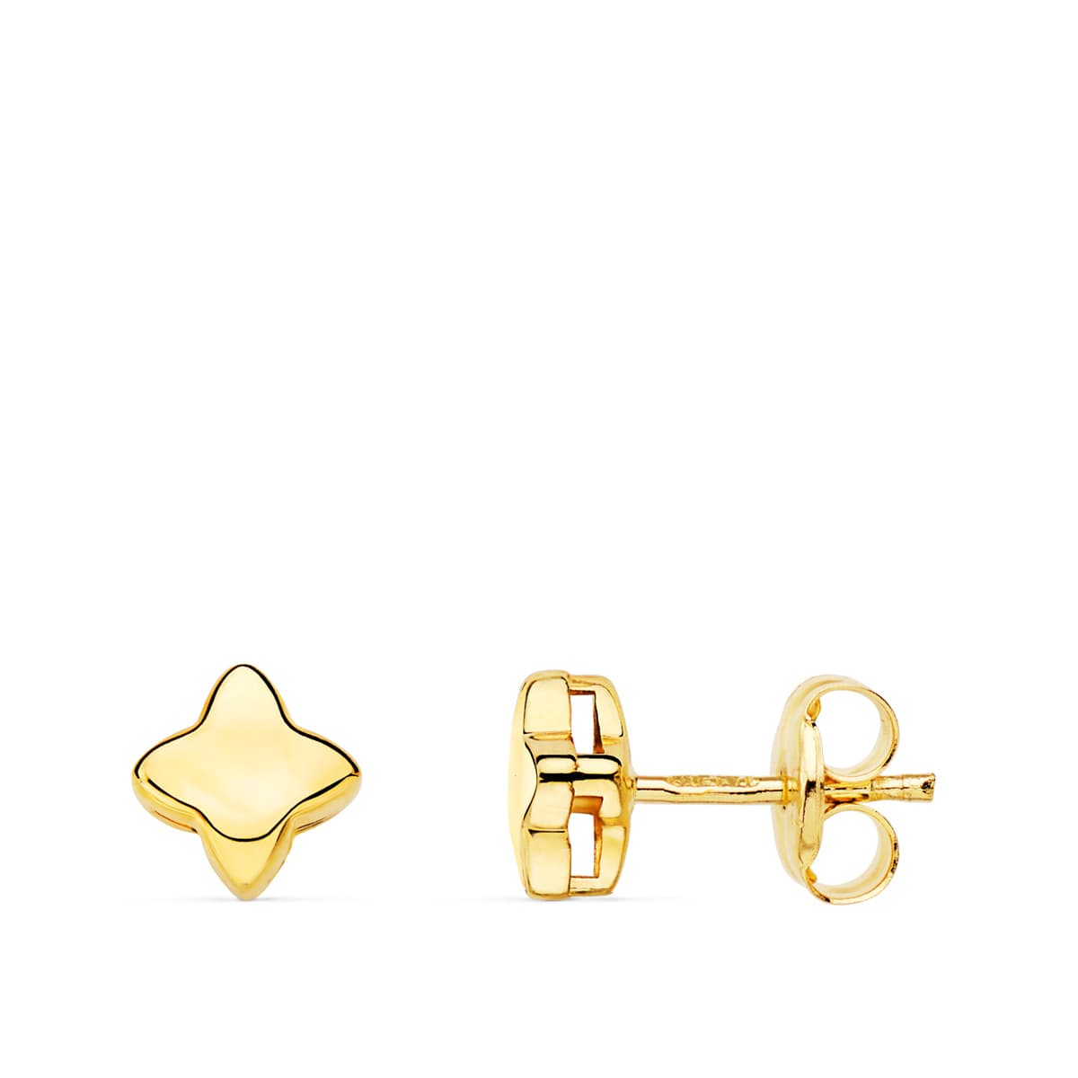 18K Boucles d'oreilles Or Jaune Étoile 6.5 X 6.5 mm Fermoir Poussettes