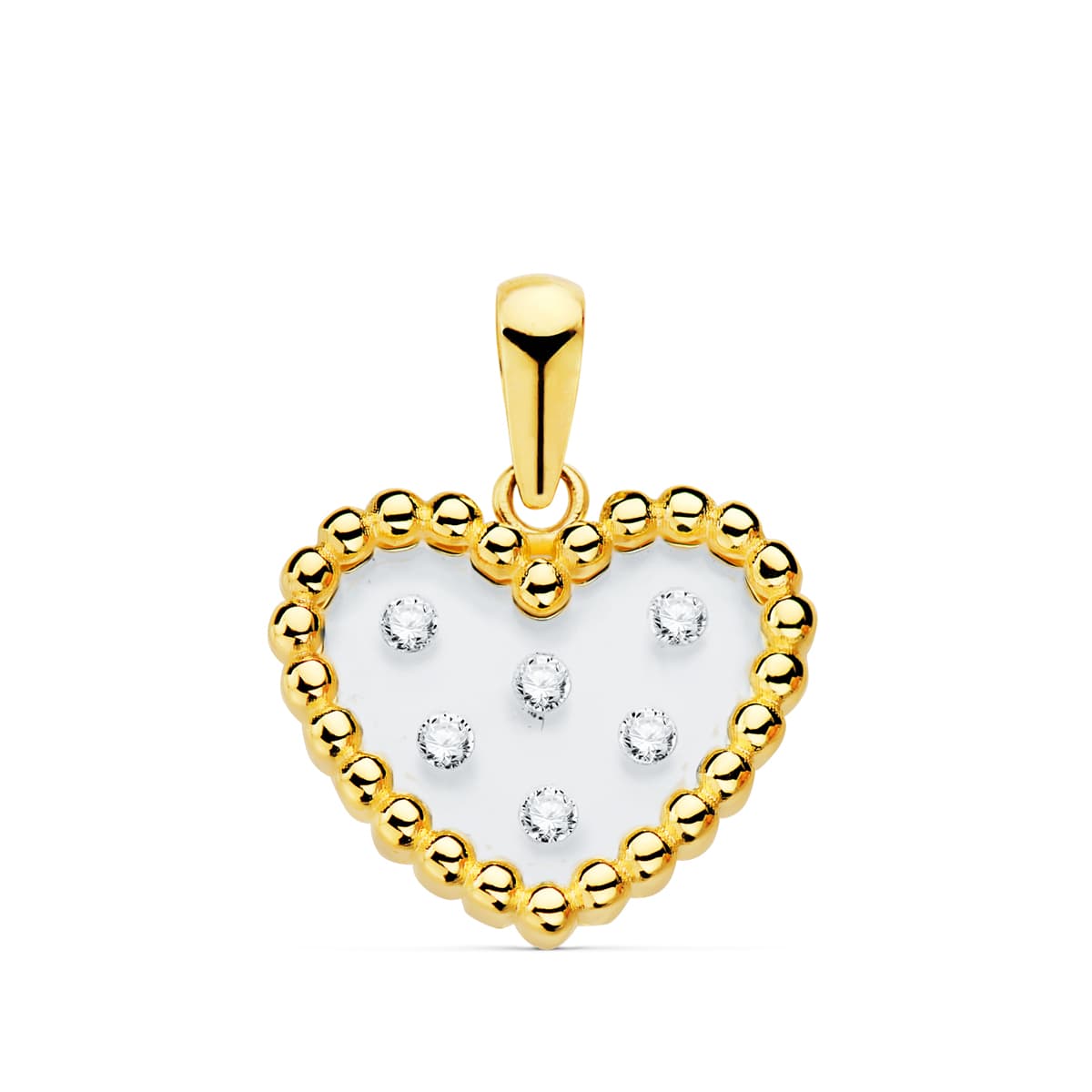 Colgante Airshine Corazón Transparente en Oro Amarillo de 18K con Circonitas 14 x 12 mm
