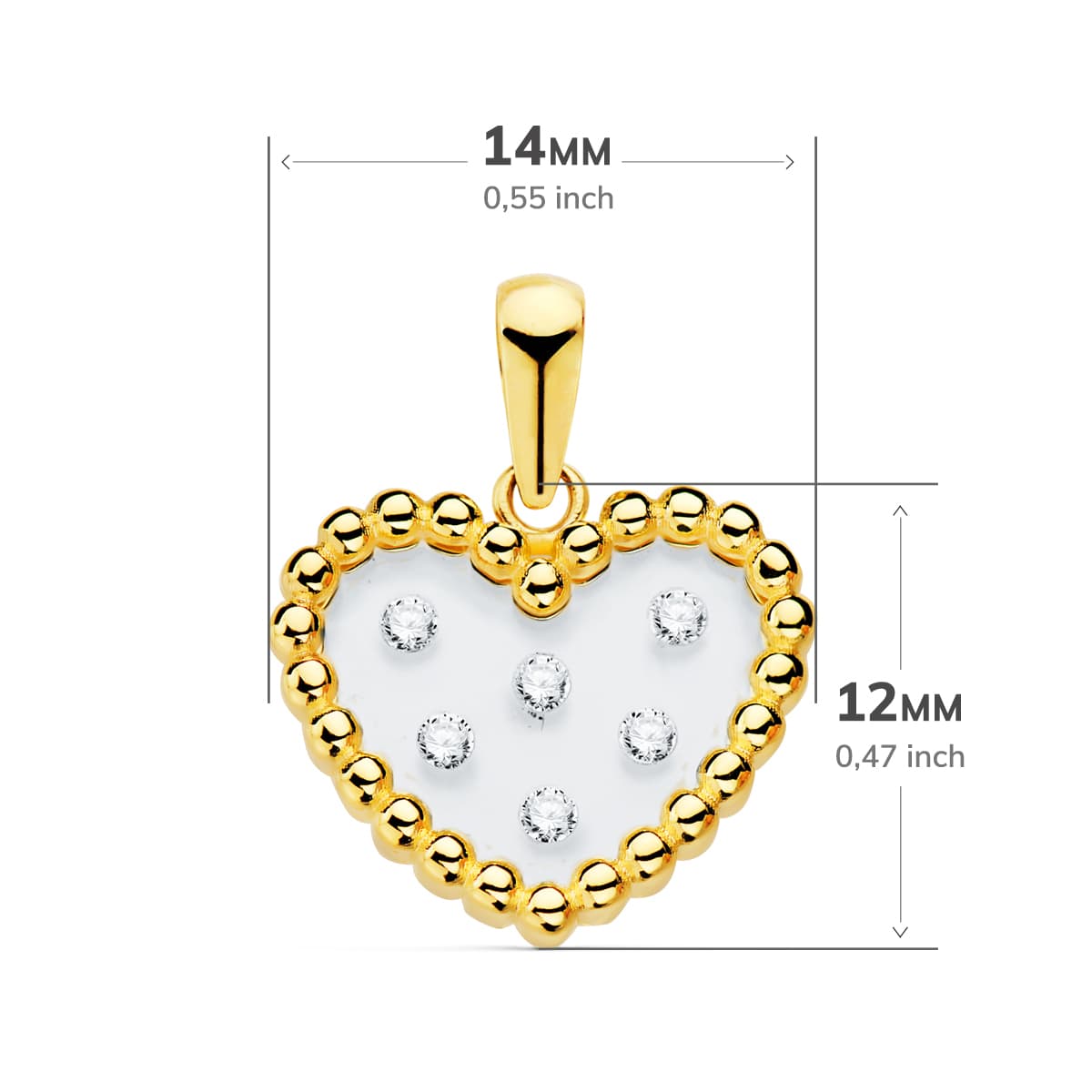 Colgante Airshine Corazón Transparente en Oro Amarillo de 18K con Circonitas 14 x 12 mm