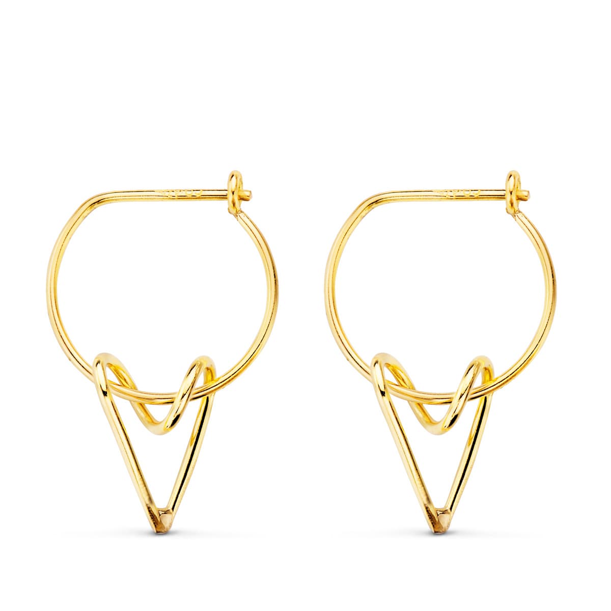 Pendientes Aros Oro Amarillo 18K 13 mm Patrón Corazón 10X7 mm
