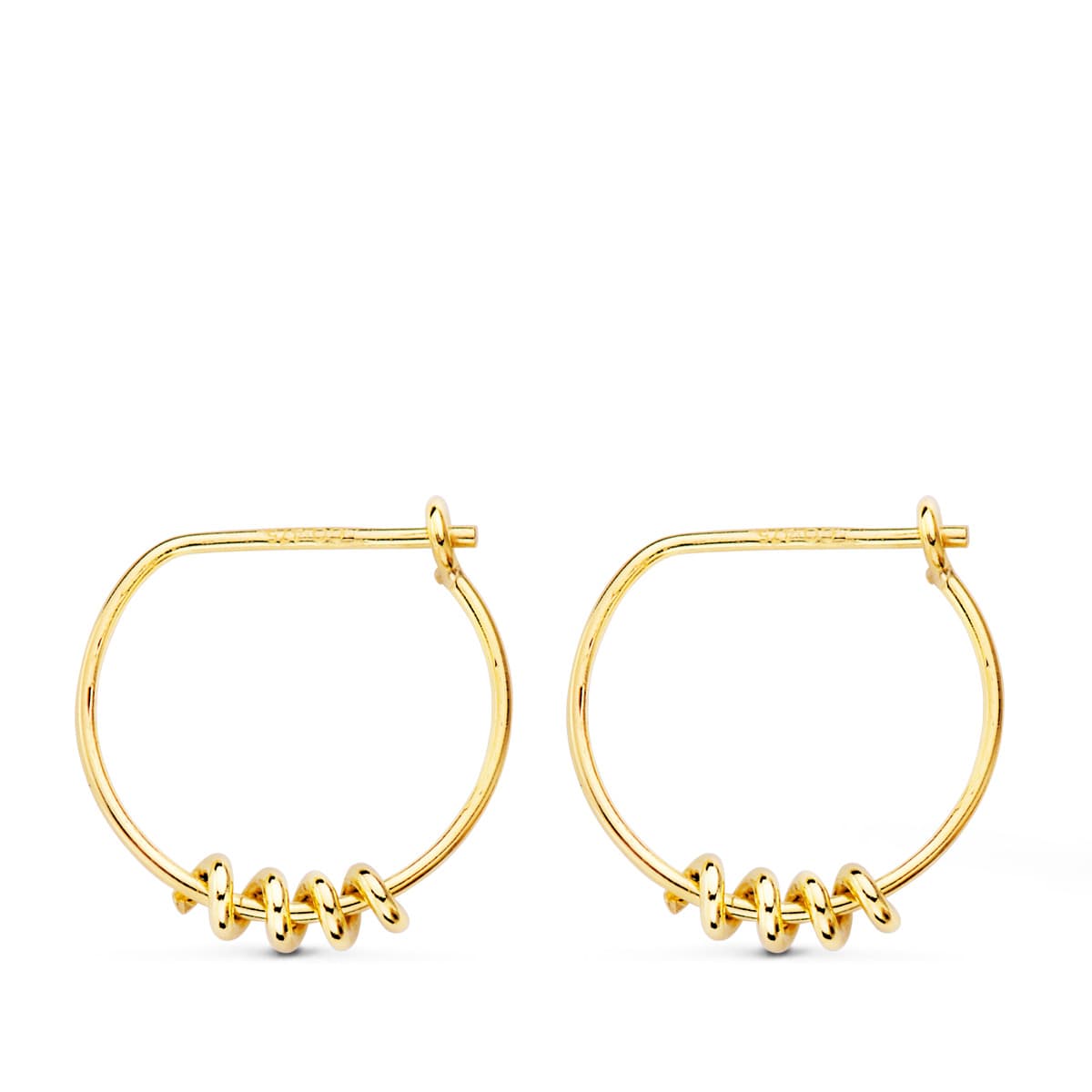 18K Yellow Gold Hoops 13 mm with Spring Design