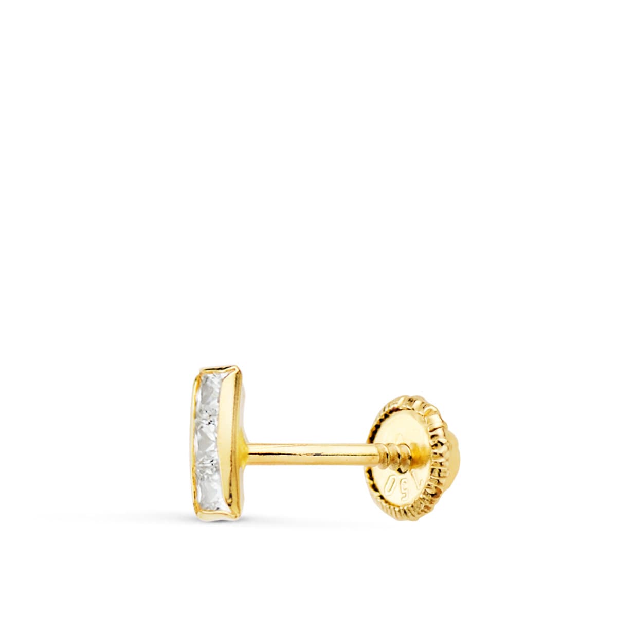 18K Piercing en Or Jaune et Zircon Sertie Clos 5X2 mm (3 Unités Minimum)