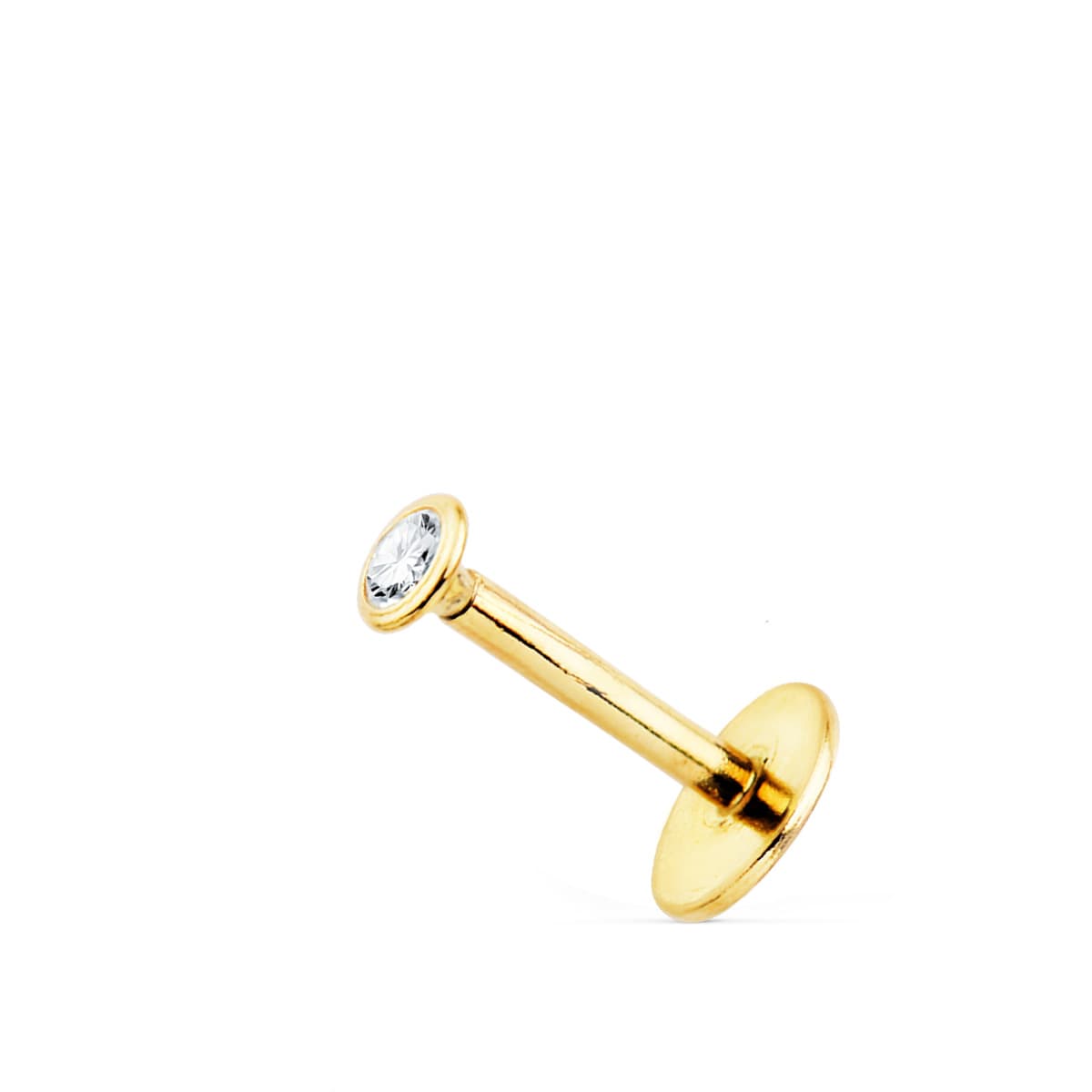 18K Piercing en Or Jaune Zircon Serti Clos 2.5 mm (unité)