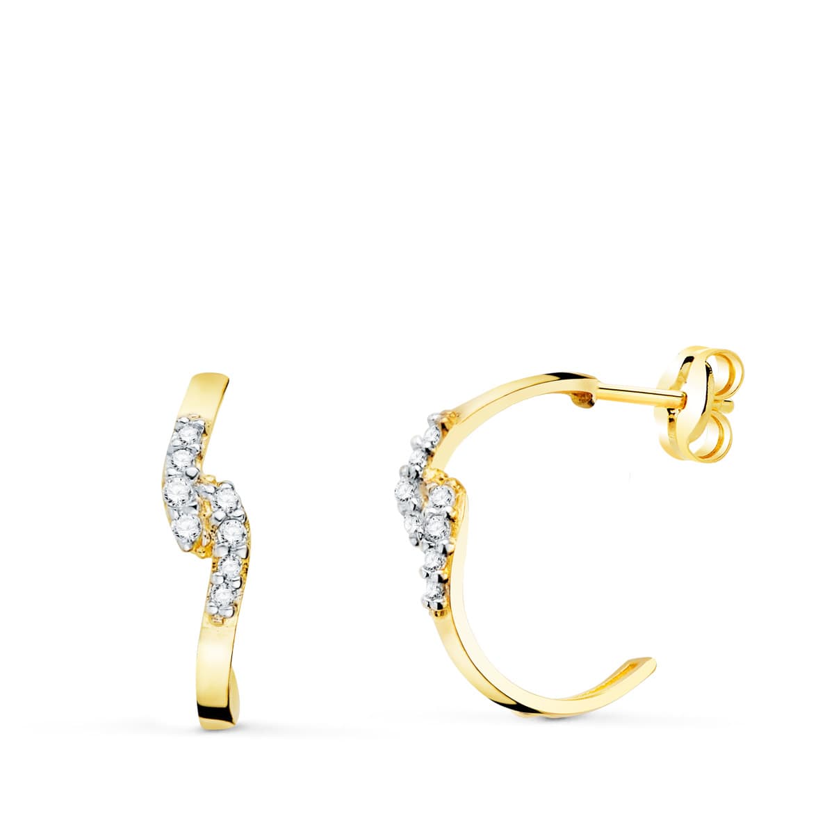 Pendientes Medio Aro Oro Amarillo 18K