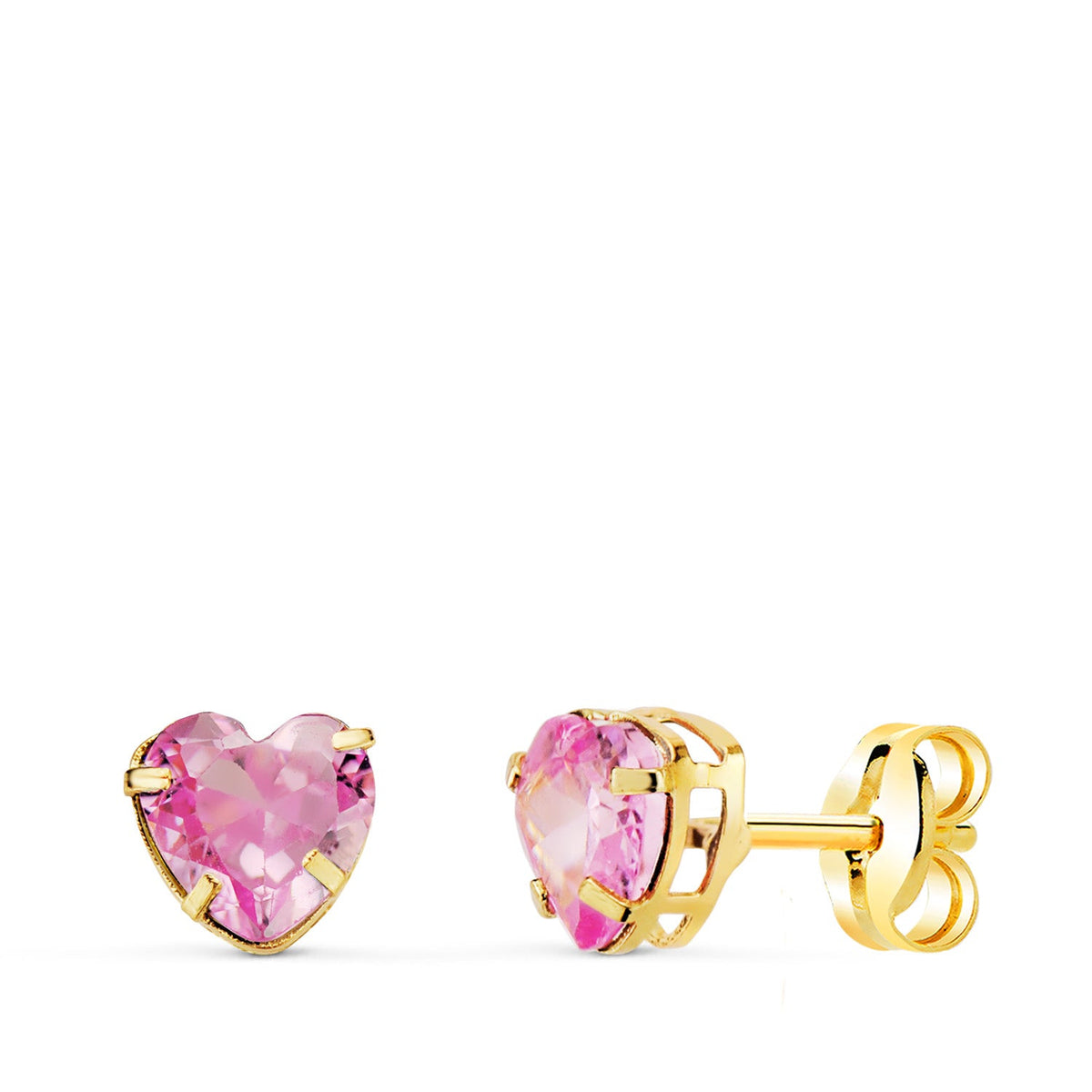 Boucles d'oreilles cœur – Or jaune 18 carats – Rose