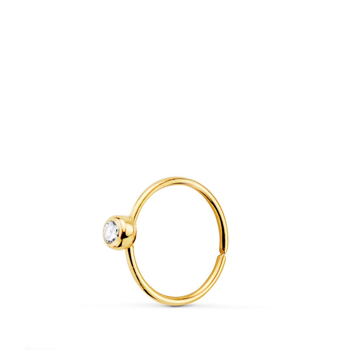 Piercing de Nez en Or Jaune 18K avec Bouche Zircone 2,2MM Diamètre : 8 mm