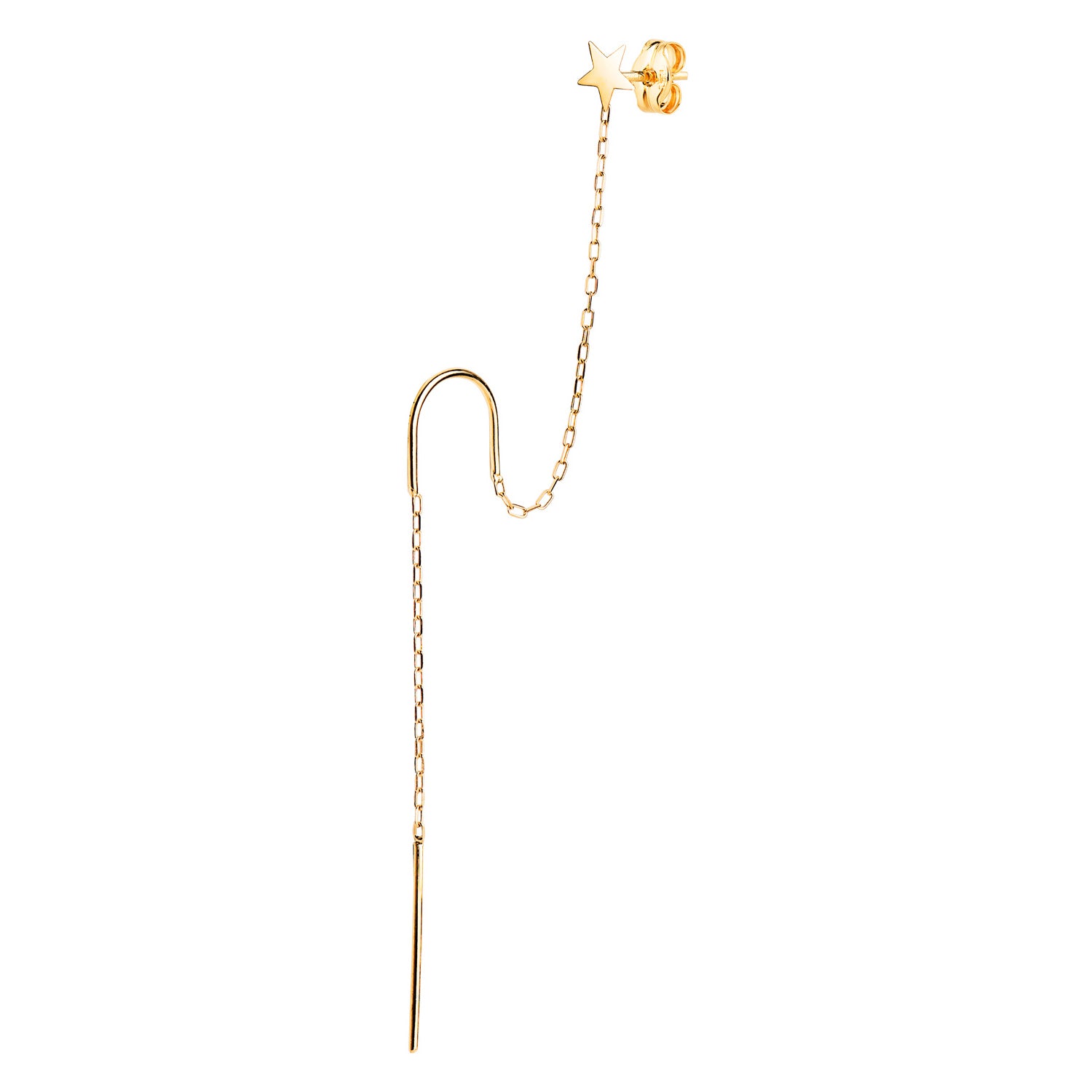 Catena per piercing in oro giallo 18 carati e stella per 2 fori Lunghezza: 85 mm (pezzo)