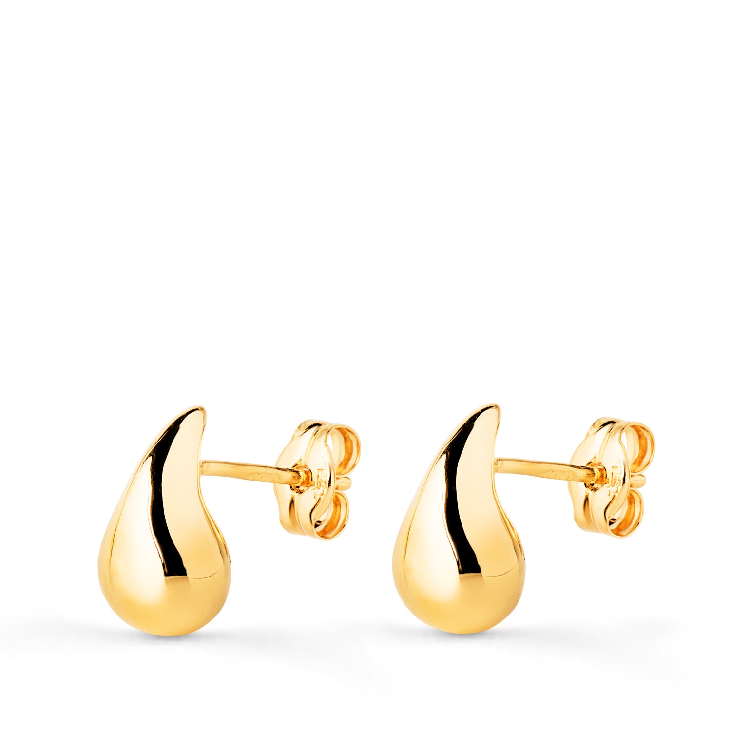 Boucles d'oreilles Or Jaune Lisse Creuse Brillant Goutte 10 X 6 mm Fermoir Fermoir Pousseettes Papillon