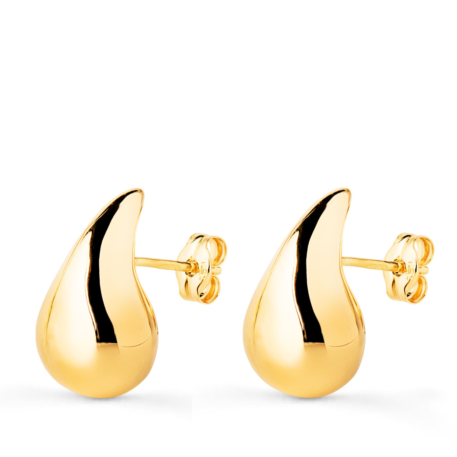 Gult gull Glatt hule skinnende dråpeøreringer 16 X 9 mm sommerfugllås