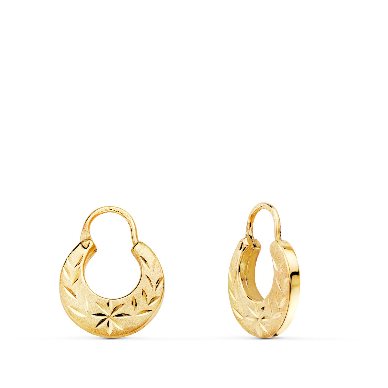Boucles d'oreilles Créoles Or Jaune 18K avec Creux Diamantéelargeur : 11MM Épaisseur : 2MM