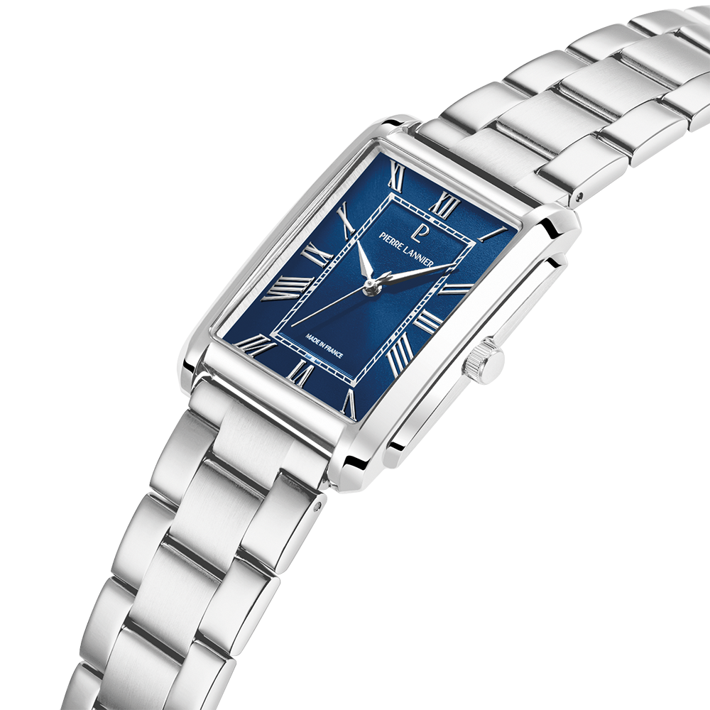 Montre homme Pierre Lannier EMPIRE 213F161 – cadran bleu bracelet acier argenté – vue 2