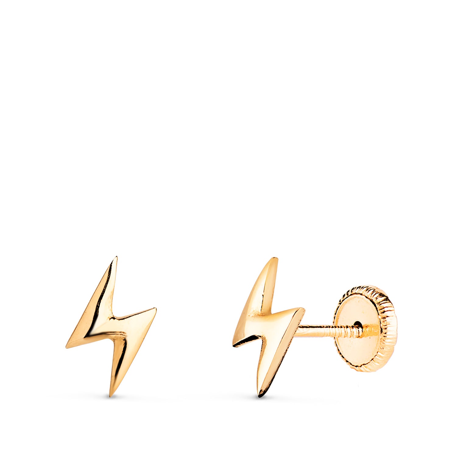 18 K gul guld Brilliant Lightning øreringe Størrelse: 8X4 mm skruelås