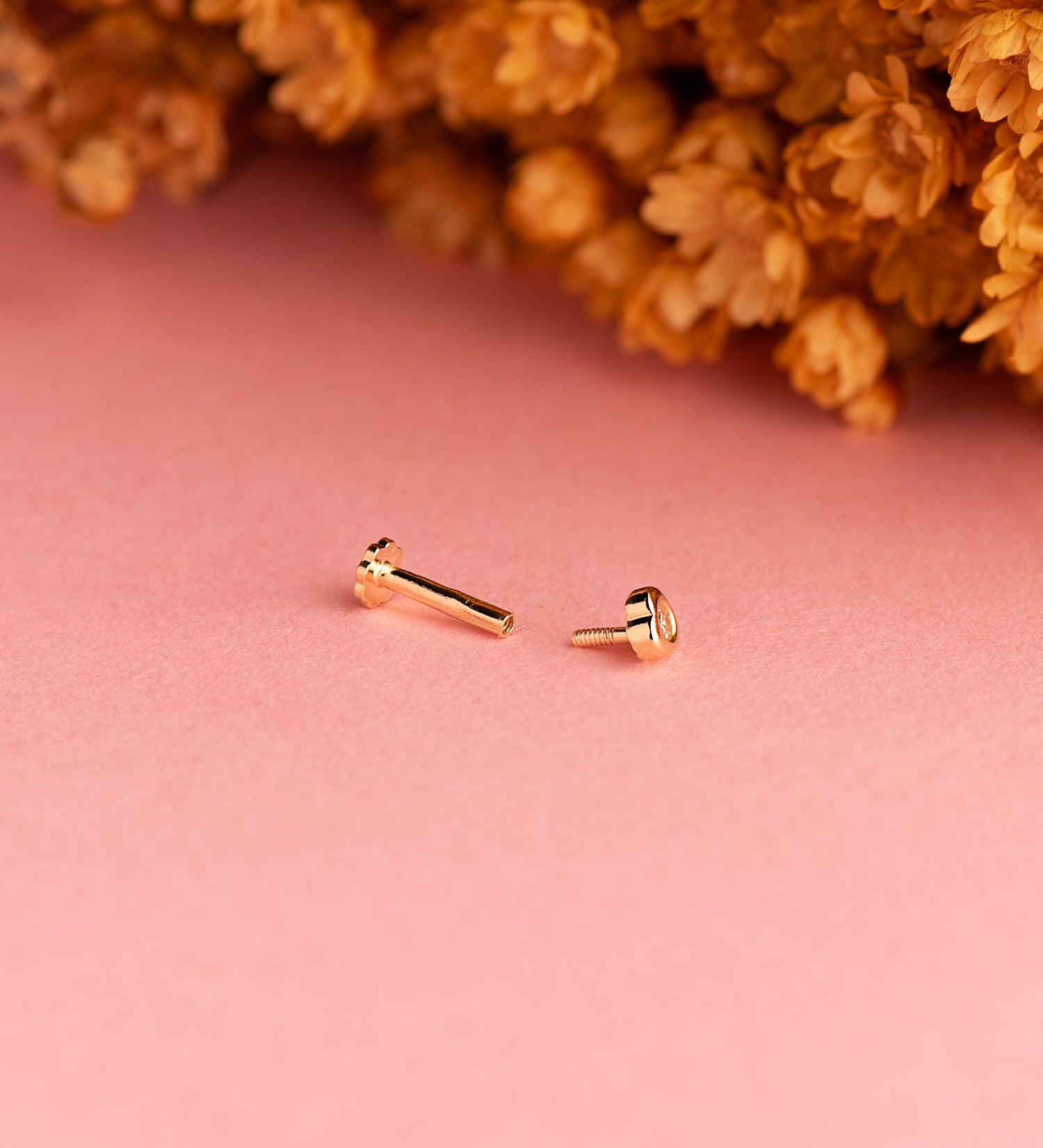 Piercing Doreille en Or Jaune 18K 3X3 mm avec Zircone Épais 120 mm Barre Fermoir a Vis