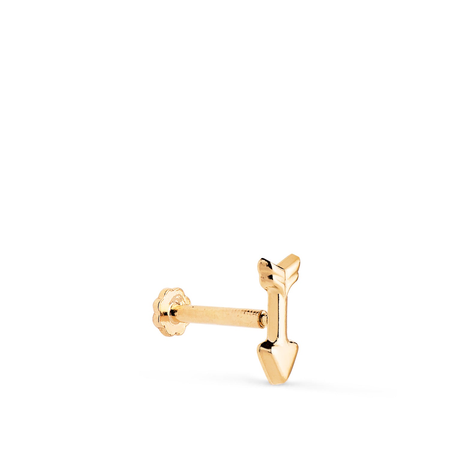 Flèche de Piercing Doreille Or Jaune 18K Barre Dépaisseur 9X3,5 mm Fermoir a Vis