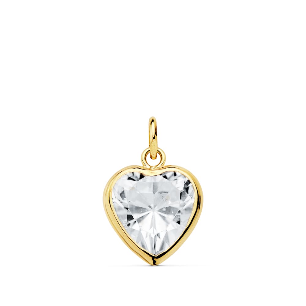 18K Pendentif Coeur Zircon en Or 10X10MM