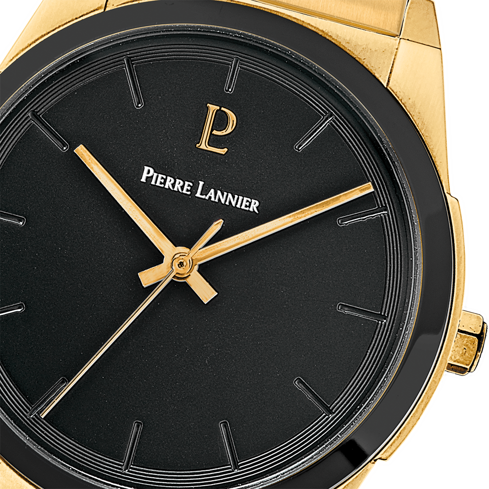 Montre homme Pierre Lannier CANDIDE 215L032 – cadran noir bracelet acier doré – vue 4