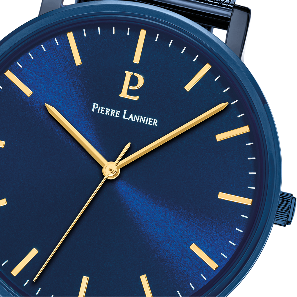 Blue sunray dial, gold hands, blue bezel Pierre Lannier 218F466