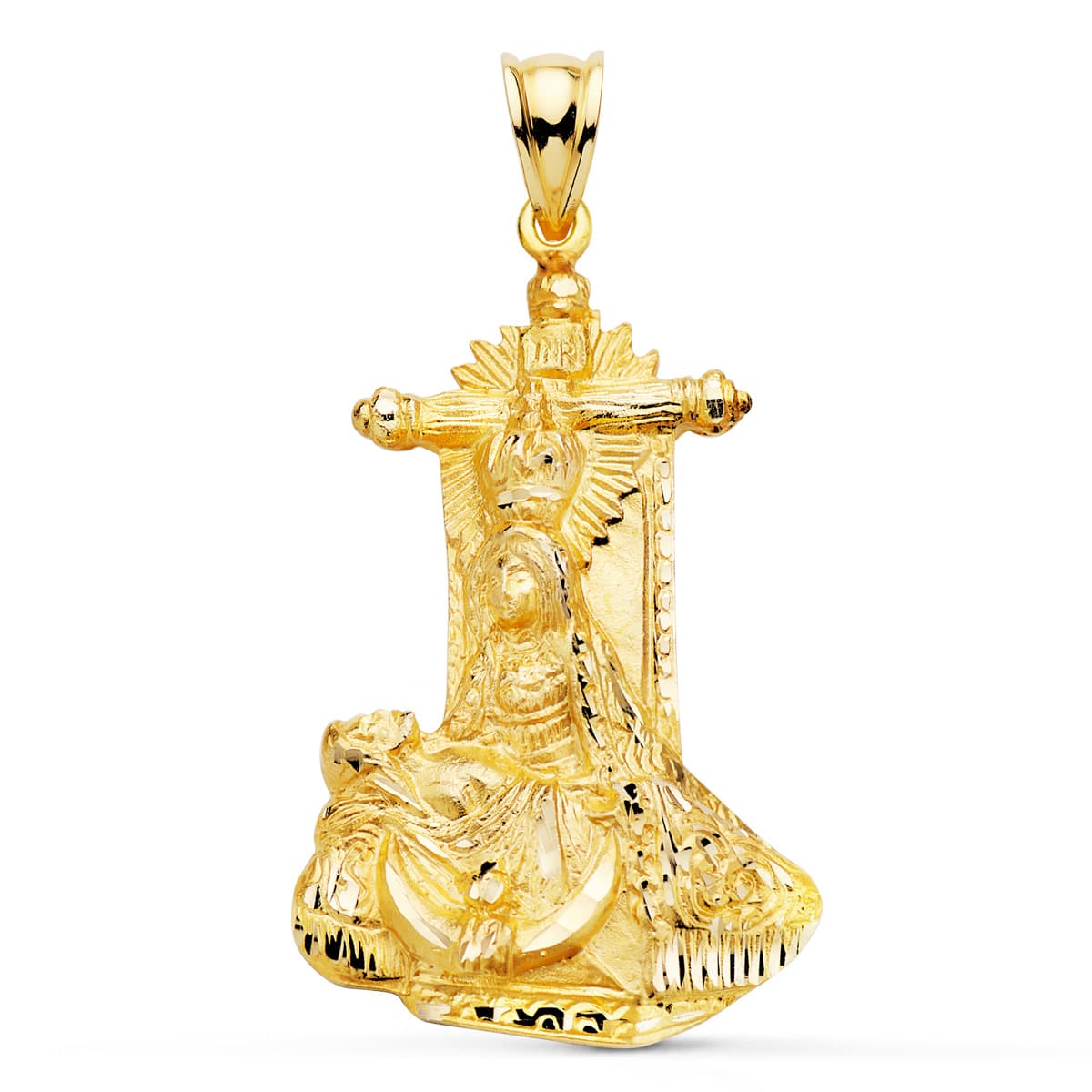 18K Médaille Or Jaune Vierge des Angoisses 34 X 22