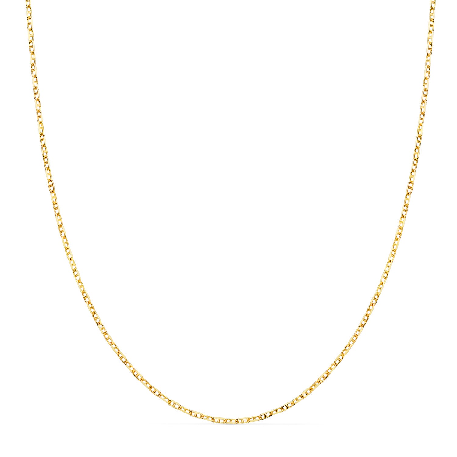18K Chaîne en Or Jaune Forçat Marine Largeur 1,5 mm Longueur 60 Cm